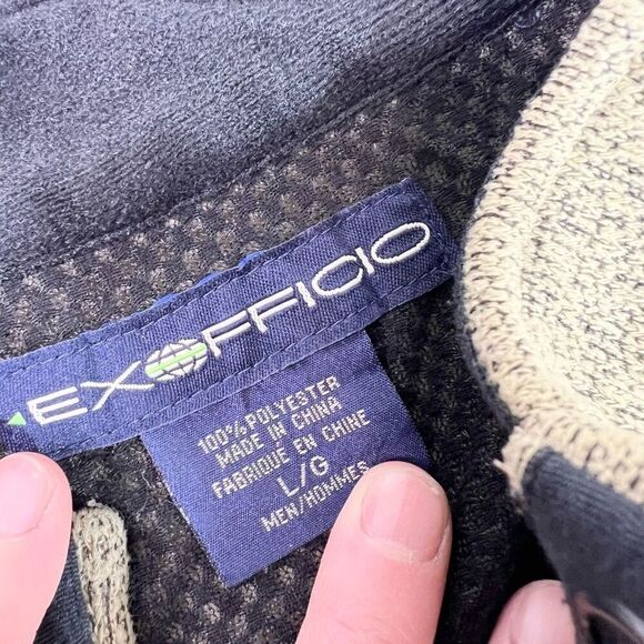 Exofficio Fleece Sweater Mens Large Outdoor 1/4 Zip Tan Pullover Long Sleeve - Picture 4 of 10